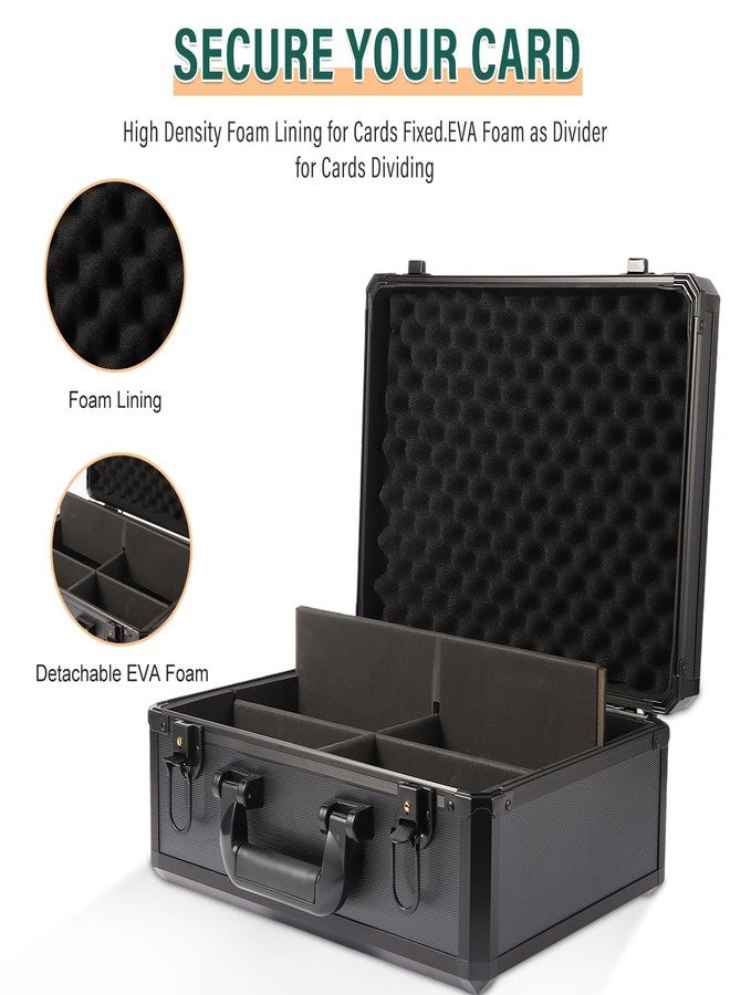 EcoVibe Trading Card Storage Box, Aluminum Alloy Card Case Holds 600+ Toploaders & One-Touch Holders, Sports Card Storage for 3" x 4" 35pt Rigid Card Holders(Black) - Image 4